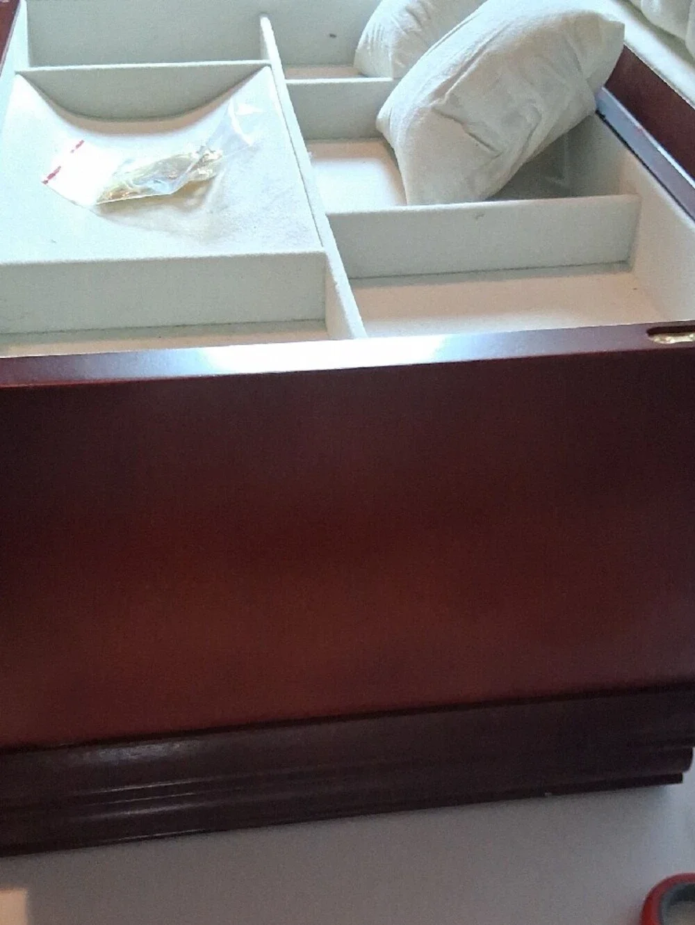 Classic Wooden Jewelry Chest in Deep Red Finish